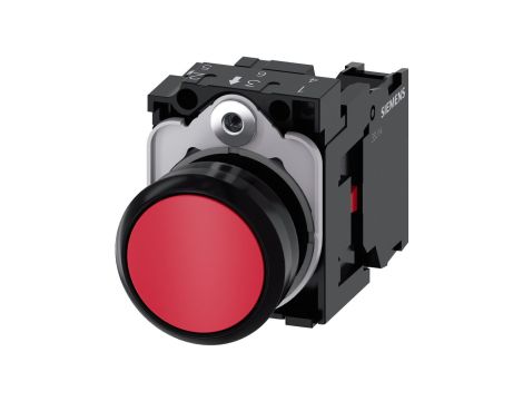 Przycisk kompletny czerwony płaski 22 mm tworzywo z samopowrotem 1NC przyłącze śrubowe SIRIUS ACT 3SU1100-0AB20-1CA0