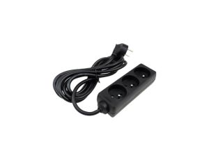 Przedłużacz 3 gniazda 3m z/u 3x1.5mm2 CZARNE