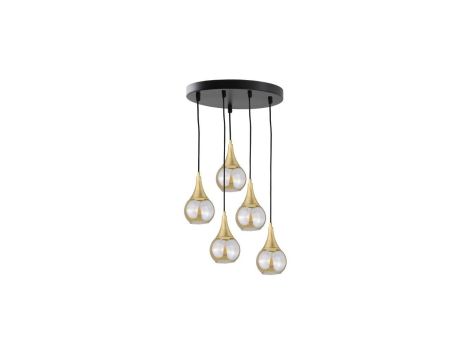 Lampa wisząca nowoczesna 5xE27 LACRIMA HONEY/GOLD