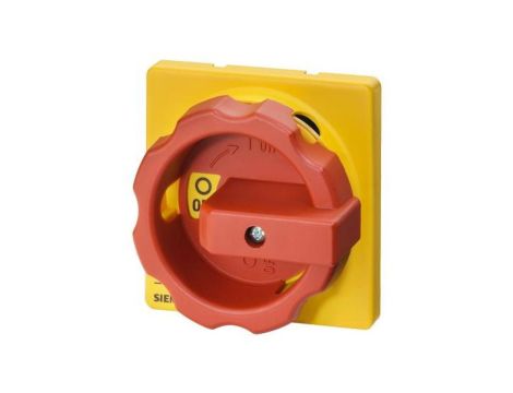 Pokrętło obrotowe żółto-czerwone do rozłączników 3LD25/27/28 montowanych tablicowo otwór centralny 22.5 mm 3LD9284-3D