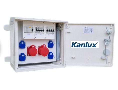 Rozdzielnica budowlana na elewację (4X2P+Z, 1X16A/5P, 1X32A/5P) KANLUX RB40x40-K40-00114W-E0-KANLUX
