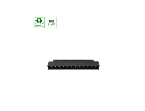 SYSTEM SHIFT - GRID S oprawa na szynoprzewód 204x23x42mm 12W 35st czarny 5 lat gw.