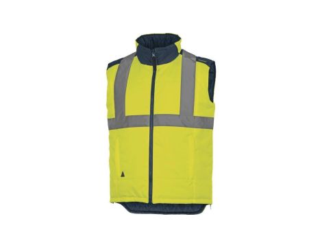 Kamizelka ostrzegawcza dwustronna z poliestru Oxford powlekanego poliuretanem żółta fluo-granatowa rozmiar XXL CORPFIDJIHVJMXX