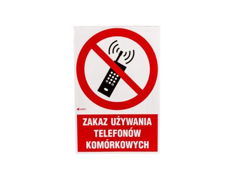 Samoprzylepna tabliczka ostrzegawcza /Zakaz używania telefonów komórkowych 200x300/ IP/013/1/C1/F