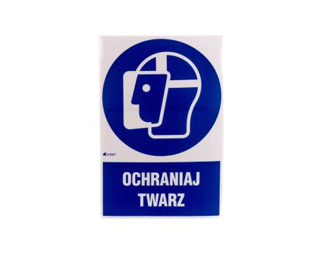 Samoprzylepna tabliczka ostrzegawcza /ochraniaj twarz z podpisem/ IM/013/1/C1/F