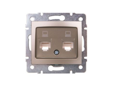 DOMO Gniazdo komputerowe podwójne niezależne 2x RJ45Cat 5e Jack szampańskie 011410050 25050