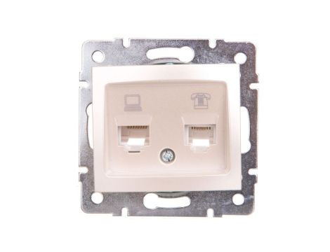 DOMO Gniazdo teleinformatyczne RJ45 Cat 5e+RJ11 perłowe białe 011430030 24993