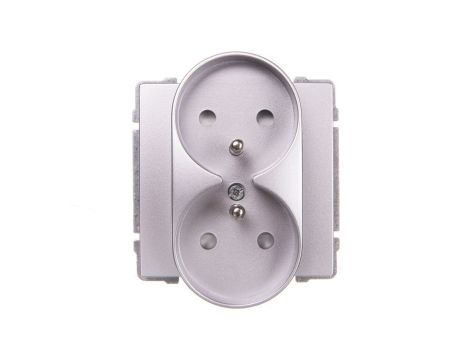 KOS66 Gniazdo podwójne z/u z przesłonami aluminium 664047