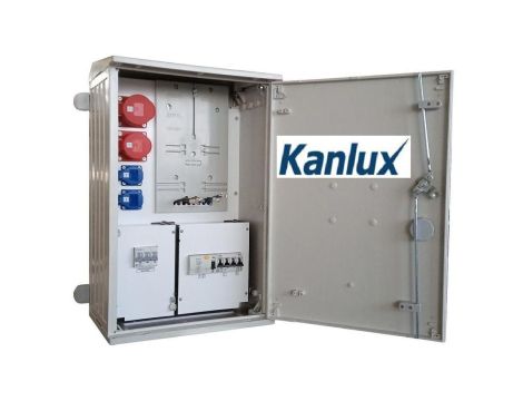 Rozdzielnica elektryczna budowlana na elewacje (2x2P+Z, 1x16A/5P, 1x32A/5P) RB40x60-K40-00112W-EL-KANLUX