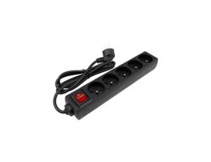 Przedłużacz 5 gniaz 1.5m z/u z wyłącznikiem CZARNY