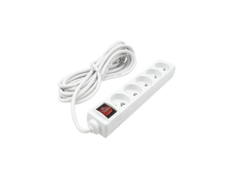 Przedłużacz 5 gniaz. 5m z/u z wyłącznikiem BIAŁY