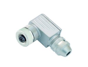 Złącze żeńskie M12 kątowe 4-pinowe dławik (4-9mm) metalowy RKCWS 4