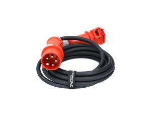 Przedłużacz siłowy Kabel zasilający budowlany gumowy OnPD 5x2,5mm2 (wtyk 5p / gniazdo 5p z klapką) 400V 16A IP44 czarny 5m Dokto