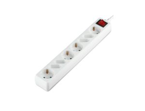 Listwa zasilająca 8 gniazd (4x16A + 4x2,5A) Schuko z wyłącznikiem biała 1,5m VT-1118 V-TAC