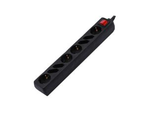 Listwa zasilająca 8 gniazd (4x16A + 4x2,5A) Schuko z wyłącznikiem czarna 1,5m VT-1118 V-TAC