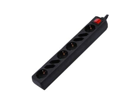 Listwa zasilająca 8 gniazd (4x16A + 4x2,5A) Schuko z wyłącznikiem czarna 1,5m VT-1118 V-TAC