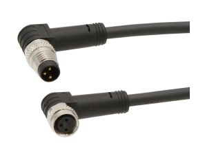VK03C969 Kabel połączeniowy, 0,3 m, gniazdo M8 3-stykowe kątowe, wtyczka M8 3-stykowa kątowa, 3x0,34 mm, PUR (poliuretan)