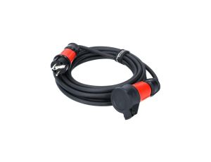 Przedłużacz elektryczny Kabel zasilający budowlany gumowy OnPD 3x1,5mm2 (wtyk / gniazdo z klapką) 16A IP44 czarny 5m Doktorvolt