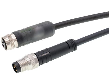 VK030F76 Kabel połączeniowy, 0,3 m, gniazdo M8 3-stykowe proste, wtyczka M8 3-stykowa prosta, 3x0,25 mm, PUR (poliuretan)