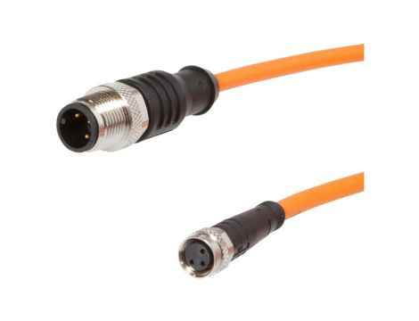 VK30RF84 Kabel połączeniowy, 3 m, gniazdo M8 3-stykowe proste, wtyczka M12 3-stykowa prosta, PUR (poliuretan)