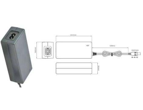 POSC12300D-C8-25 Zasilacz Desktop 36W 12V 3A z wtykiem DC - 5.5x2.5mm