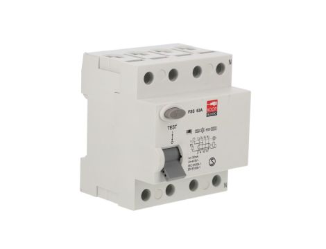 Wyłącznik różnicowo-prądowy 4P 63A 0,03A, KOOP Elektro FSS 4P 63A typ A