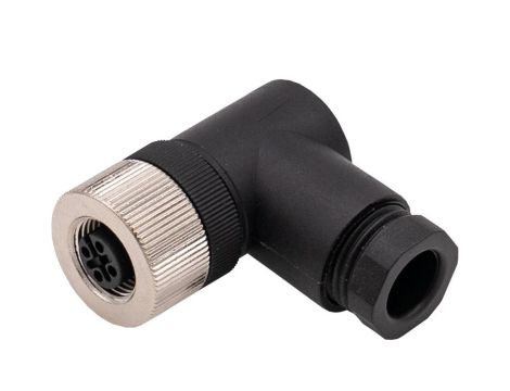 VK003C21 Gniazdo kablowe, kątowe, połączenie śrubowe, Ø4-8mm, 4A, 60V, gniazdo M12 5-stykowe, IP67