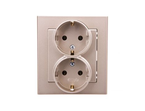 SONATA Gniazdo podwójne z/u Schuko szampański złoty GP-2RS/39