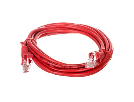 Kabel krosowy patchcord U/UTP kat.5e CCA czerwony 3m 68369