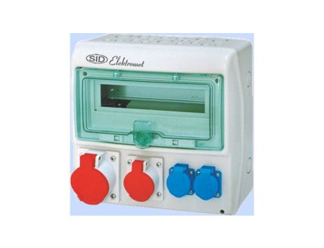 Rozdzielnica RSS-03 okienko 12 modułów okablowana 1x63A 3P+N+Z 400V, 1x32A 3P+N+Z 400V, 1x16A 3P+N+Z 400V IP44 942035