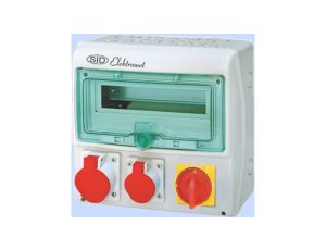 Rozdzielnica RSS-03 z rozłącznikiem 0-1 63A okienko 12 mod okablowana 1x32A 3P+N+Z 400V, 1x16A 3P+N+Z 400V IP44 942037