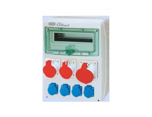 Rozdzielnica RSS-04 okienko 12 modułów okablowana 1x63A 3P+N+Z 400V, 2x32A 3P+N+Z 400V, 4x16A 2P+Z 250V IP44 942041