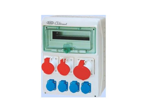 Rozdzielnica RSS-04 okienko 12 modułów okablowana 1x63A 3P+N+Z 400V, 2x32A 3P+N+Z 400V, 4x16A 2P+Z 250V IP44 942041