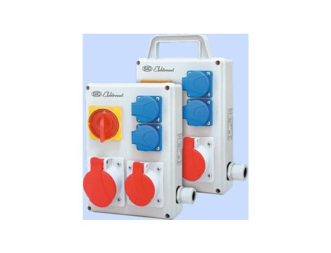 Rozdzielnica RSK-1 z rozłącznikiem 0-1 40A okablowana 2x16A 3P+N+Z 400V 2x16A 2P+Z 250V IP44 940005