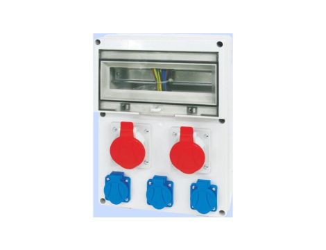 Rozdzielnica RSE-04 okienko 12 modułów okablowana 2x16A 3P+N+Z 400V, 3x16A 2P+Z 250V IP54 942090