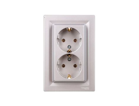 Gniazdo podwójne Asfora SCHUKO aluminium z ramką EPH9900161