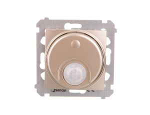 Simon 54 Łącznik z czujnikiem ruchu z przekaźnikiem z zabezpieczeniem 8(2)A złoty mat DCR11P.01/44