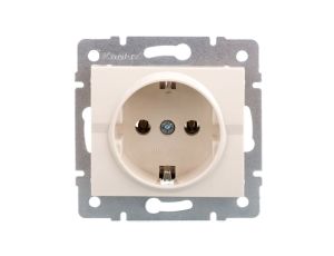 LOGI Gniazdo pojedyncze 2P+Z Schuko śrubowe16A 250V Kremowy 25145