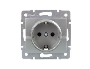 LOGI Gniazdo pojedyncze 2P+Z Schuko z przesłoną styków śrubowe 16A 250V Srebrny 25207