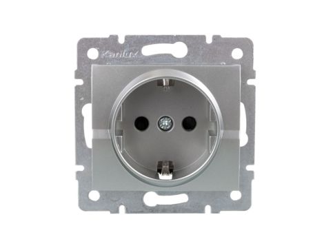 LOGI Gniazdo pojedyncze 2P+Z Schuko z przesłoną styków śrubowe 16A 250V Srebrny 25207