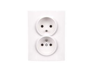 LOGI Gniazdo podwójne 2x2P+Z kompletne śrubowe 16A 250V Biały 25094