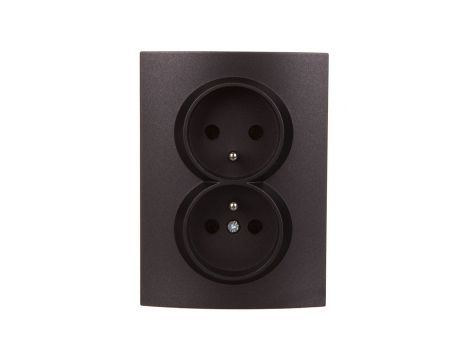 LOGI Gniazdo podwójne 2x2P kompletne śrubowe 16A 250V Grafit 25271