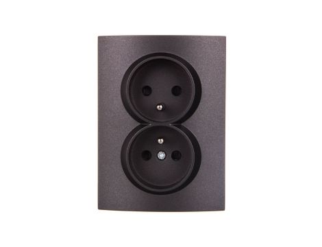 LOGI Gniazdo podwójne 2x2P+Z kompletne z przesłoną styków śrubowe 16A 250V Grafit 25270