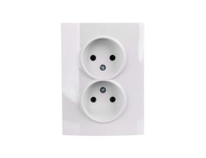 LOGI Gniazdo podwójne 2x2P kompletne śrubowe 16A 250V Biały 25096