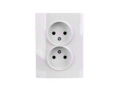LOGI Gniazdo podwójne 2x2P kompletne śrubowe 16A 250V Biały 25096