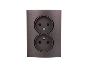 LOGI Gniazdo podwójne 2x2P kompletne śrubowe 16A 250V Grafit 25273