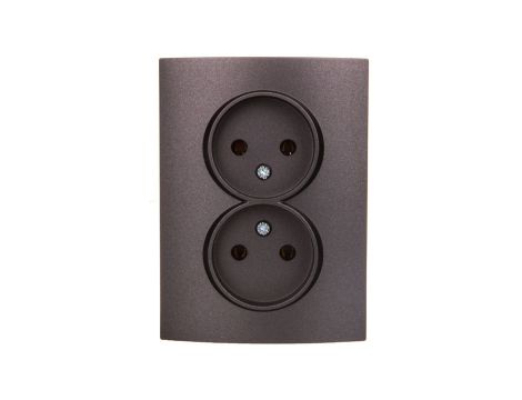 LOGI Gniazdo podwójne 2x2P kompletne śrubowe 16A 250V Grafit 25273