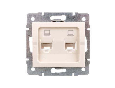 LOGI Gniazdo komputerowe (2xRJ45Cat 5e Jack) niezależne Kremowy 25169