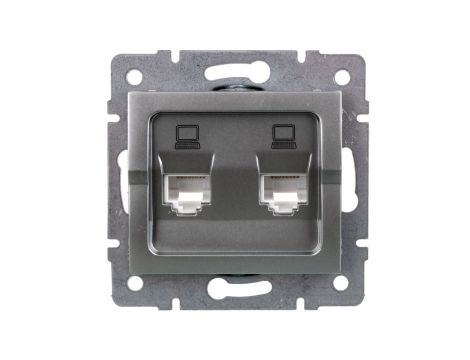 LOGI Gniazdo komputerowe (2xRJ45Cat 5e Jack) niezależne Srebrny 25228