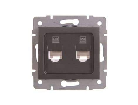 LOGI Gniazdo komputerowe (2xRJ45Cat 6 Jack) niezależne Grafit 25288